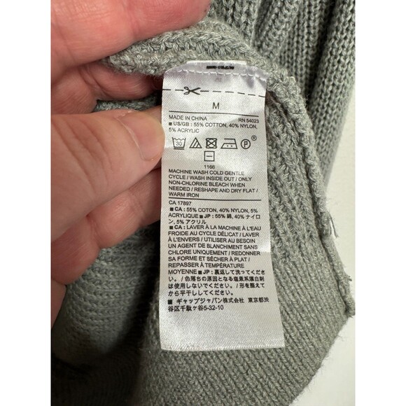 Banana Republic Medium Cardigan Sweater Gray Chunky Ribbed Knit Open Front - Picture 6 of 9